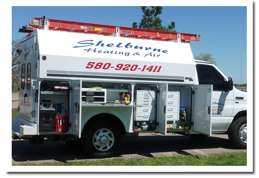 Stahl service body equipped for a heating and air contractor
